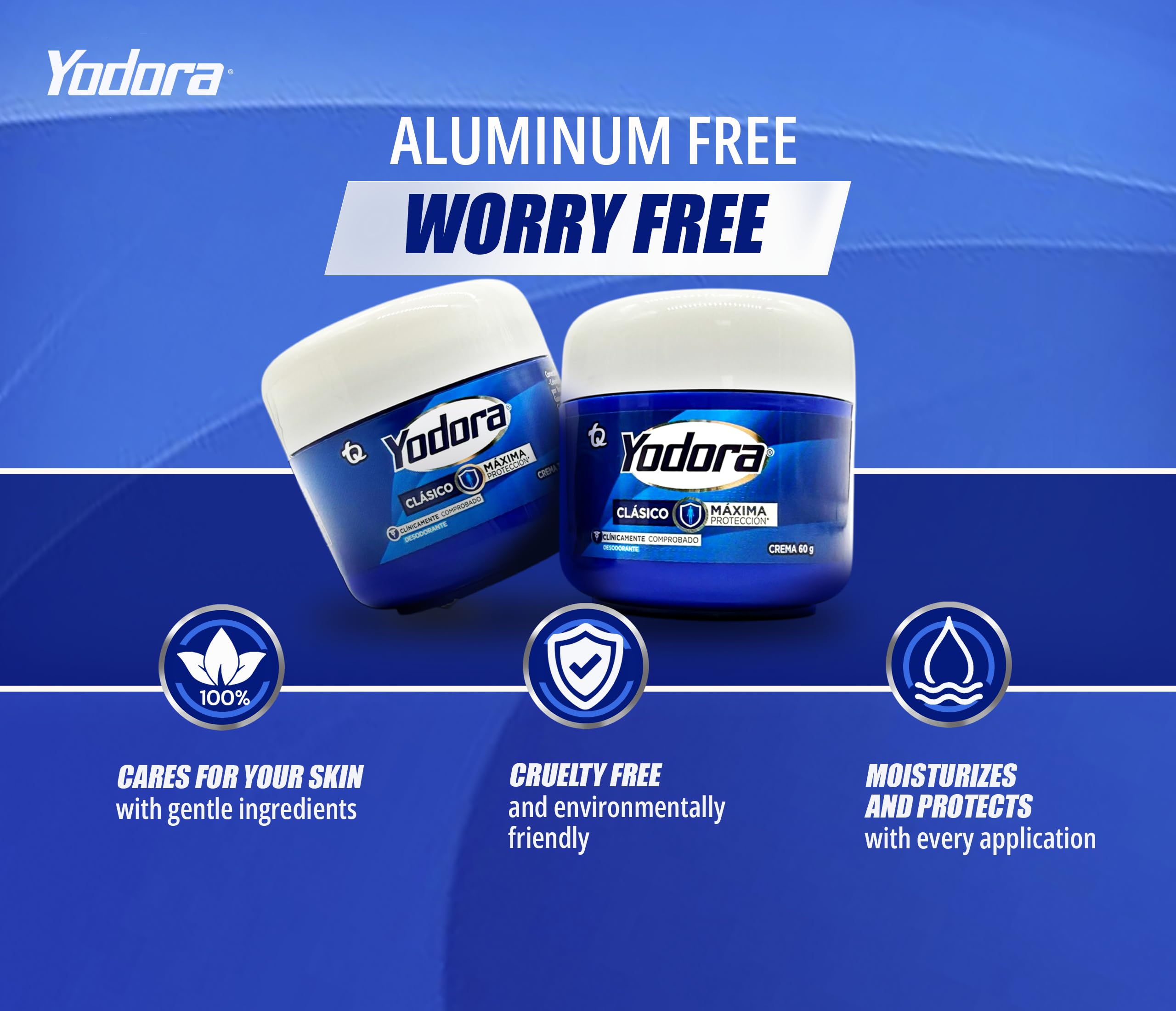 Yahve Yodoraa 32g and 60g jars side-by-side for size and portability