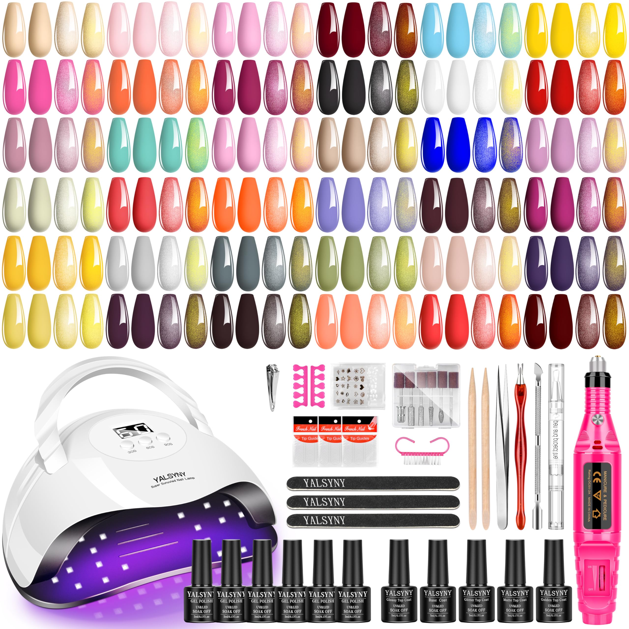 YALSYNY front packaging showing complete manicure kit and components benefit convenience