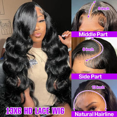 Yamikk close-up of 13x6 HD lace and pre-bleached knots for invisible scalp appearance