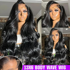 Yamikk side profile showing full 30-inch length and natural body wave movement benefit