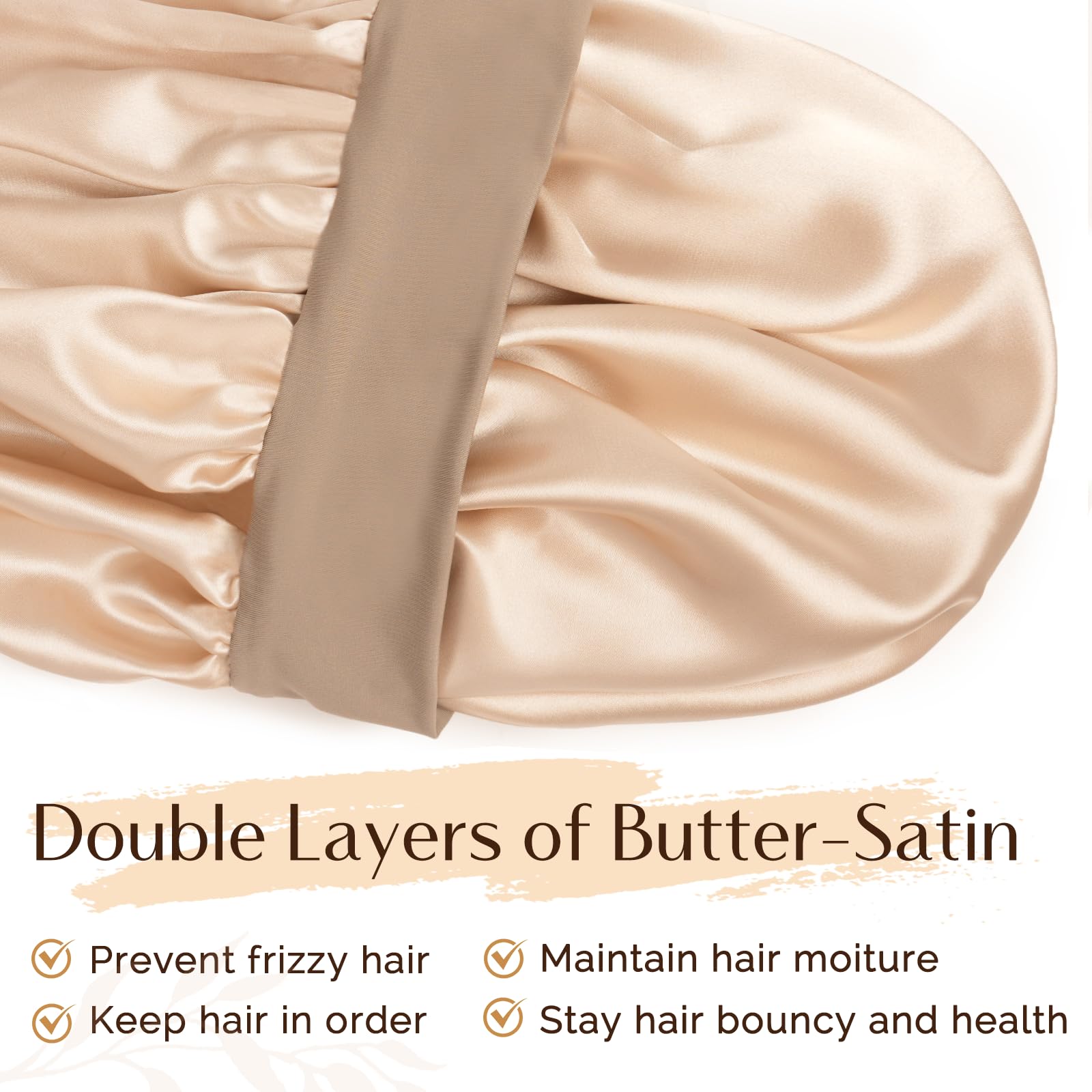YANIBEST bonnet double-layer closeup highlighting soft satin texture and added hair protection