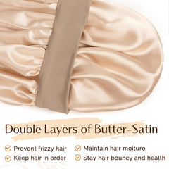 YANIBEST bonnet double-layer closeup highlighting soft satin texture and added hair protection