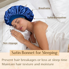 YANIBEST bonnet worn in bed demonstrating overnight hair protection