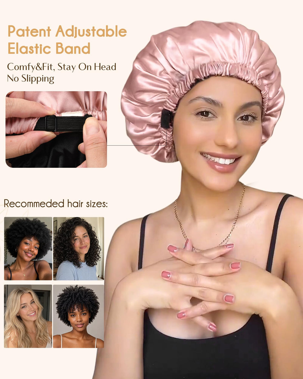 YANIBEST bonnet worn while sleeping illustrating comfort and hair protection