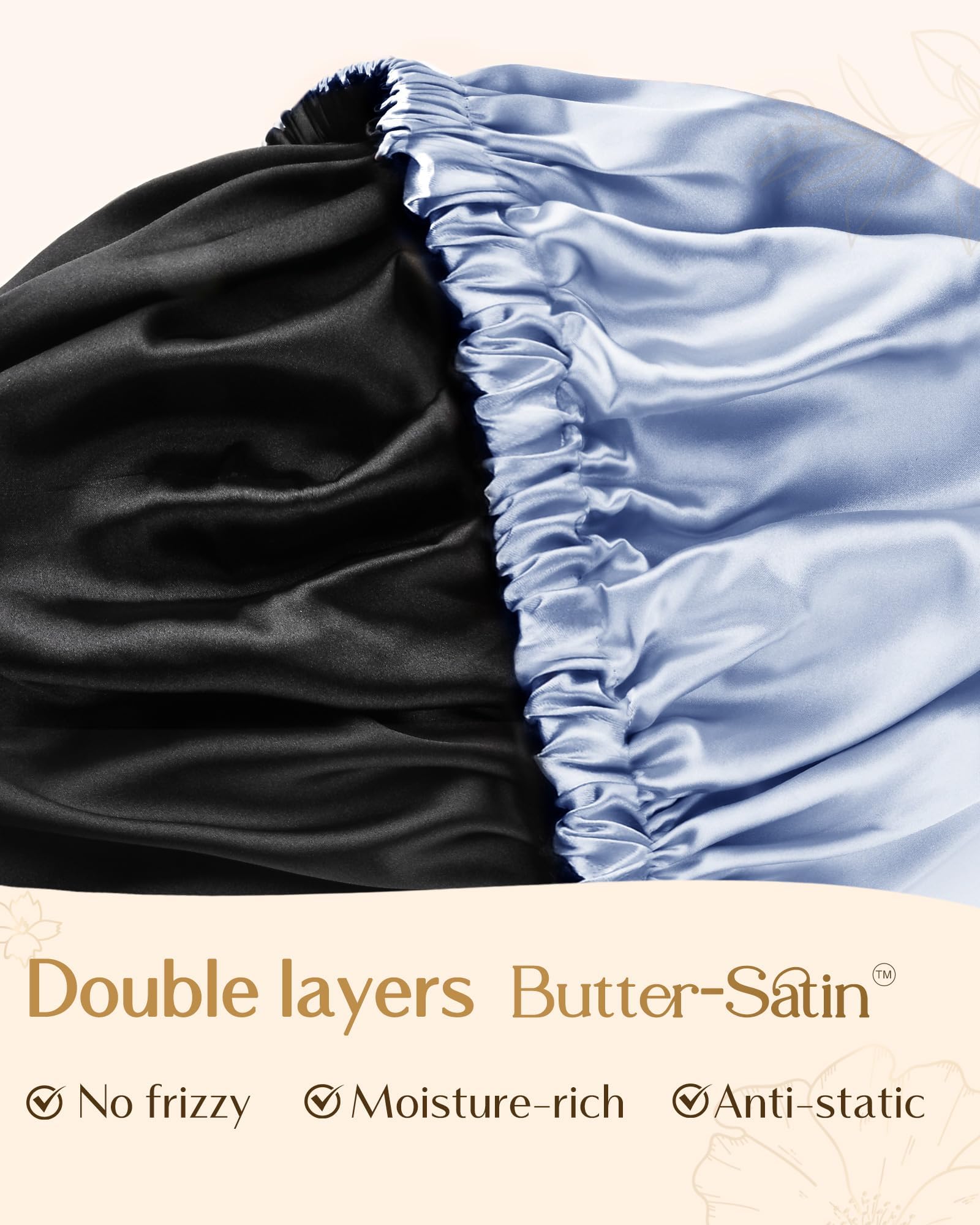YANIBEST bonnet satin texture close-up showing silky fabric that reduces friction benefit
