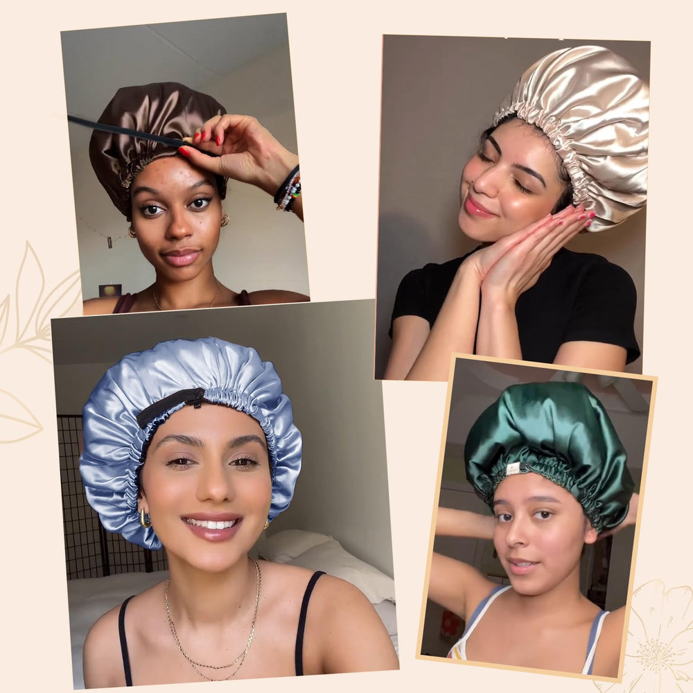YANIBEST bonnet in hand to show one-size fit and scale for head sizes