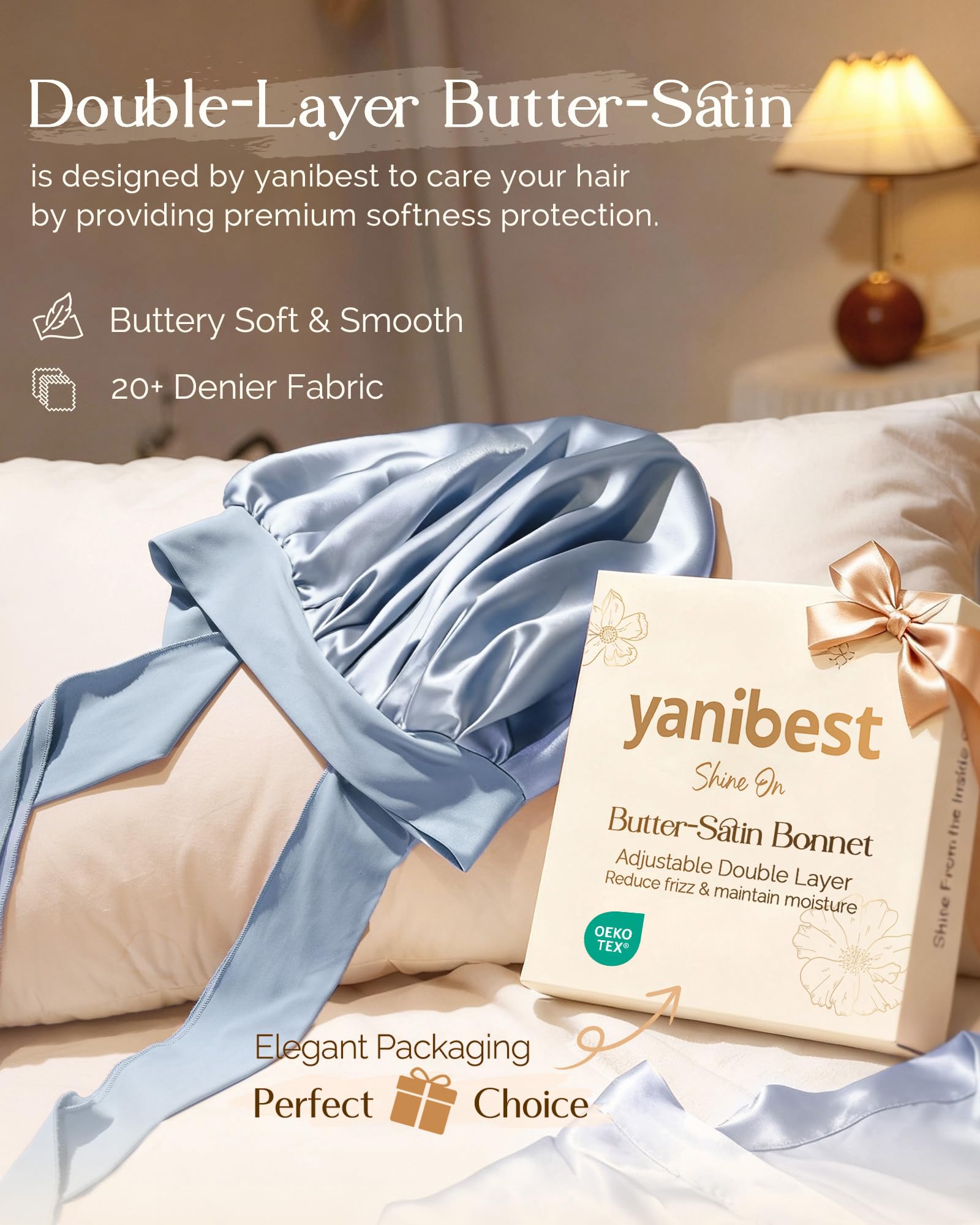 YANIBEST close-up satin texture highlighting softness and low friction