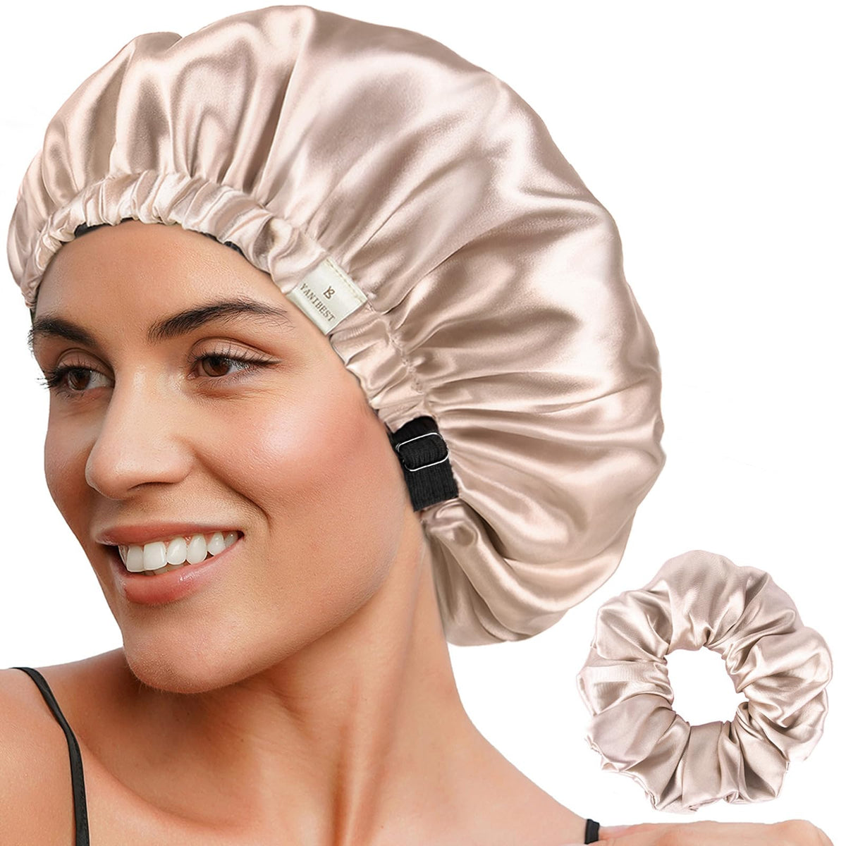 YANIBEST front view of bonnet showing shape and finish for protected hair