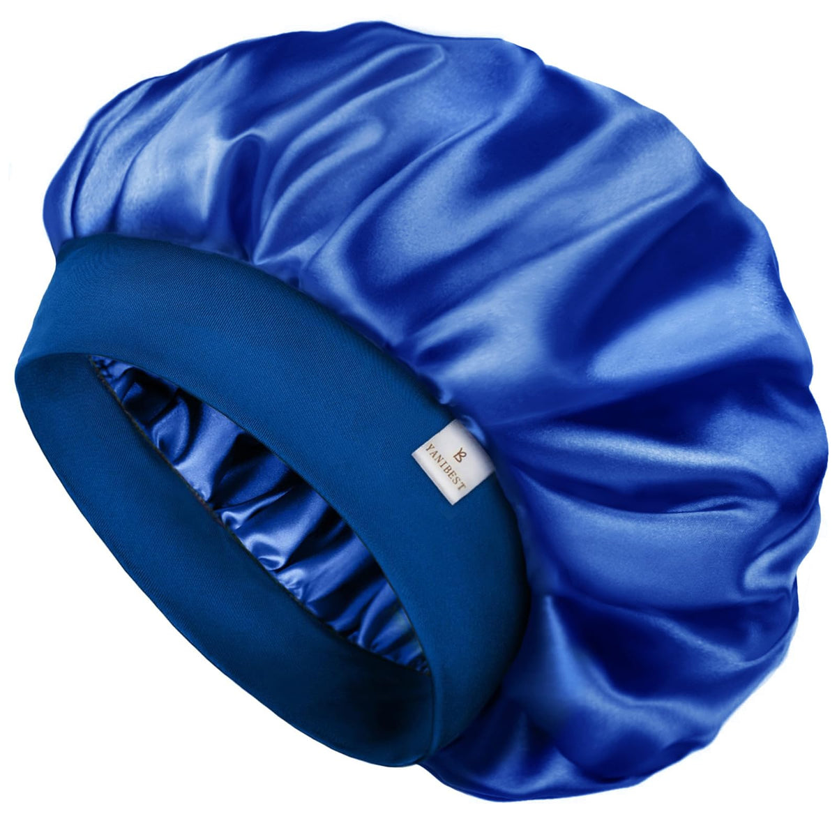 YANIBEST front view of satin bonnet showing full coverage and neat fit