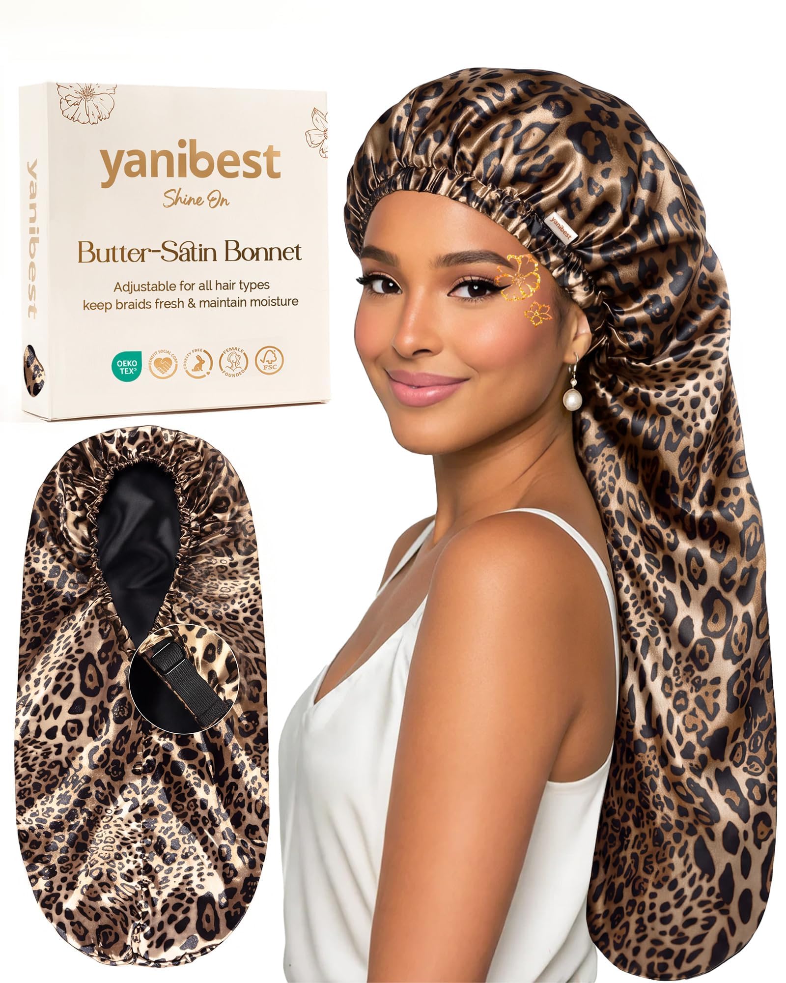 YANIBEST front view showing bonnet packaging and clear product benefit