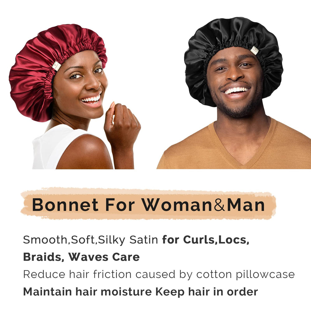 YANIBEST bonnet in use on woman sleeping to protect hairstyle