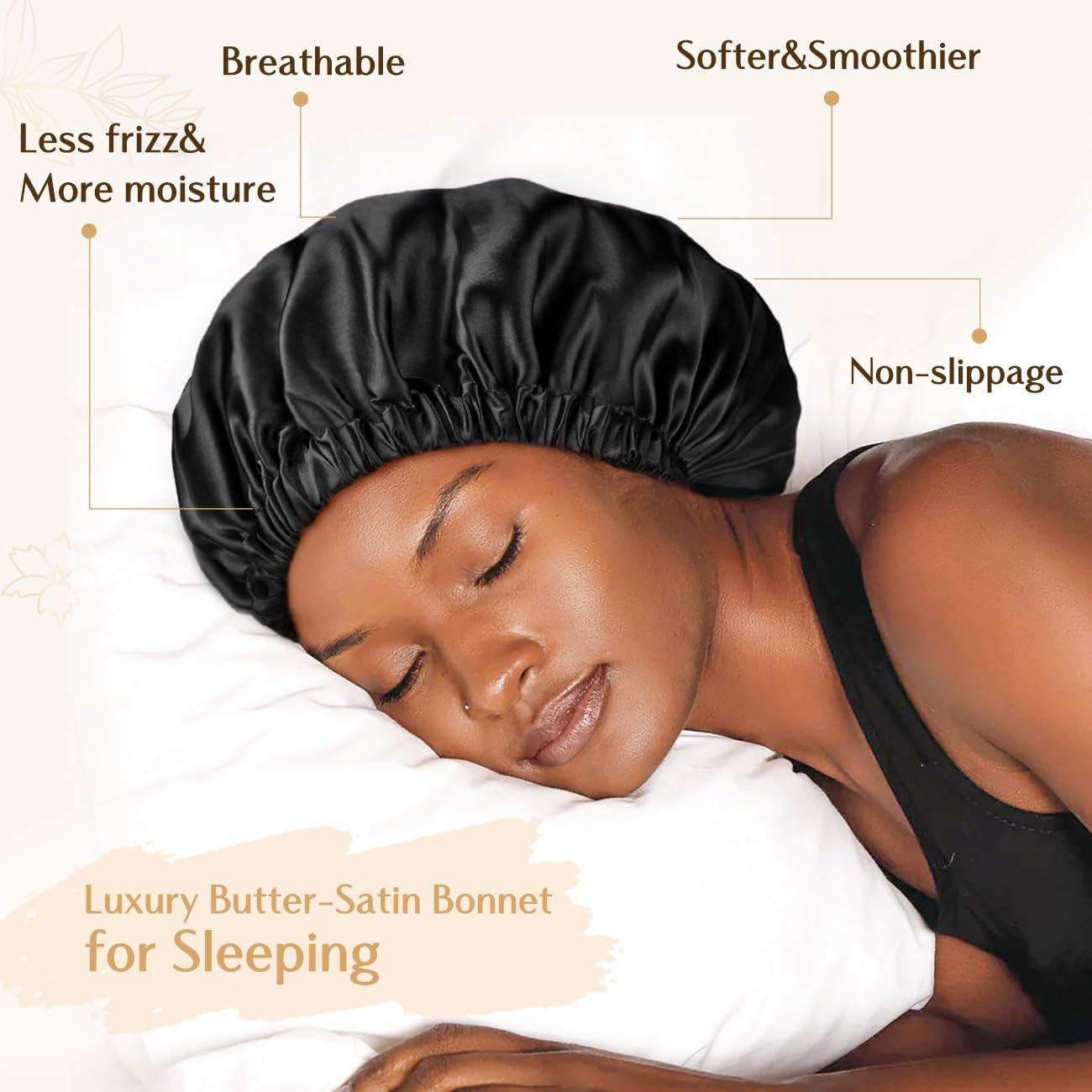 YANIBEST bonnet worn while sleeping to preserve hair and reduce frizz