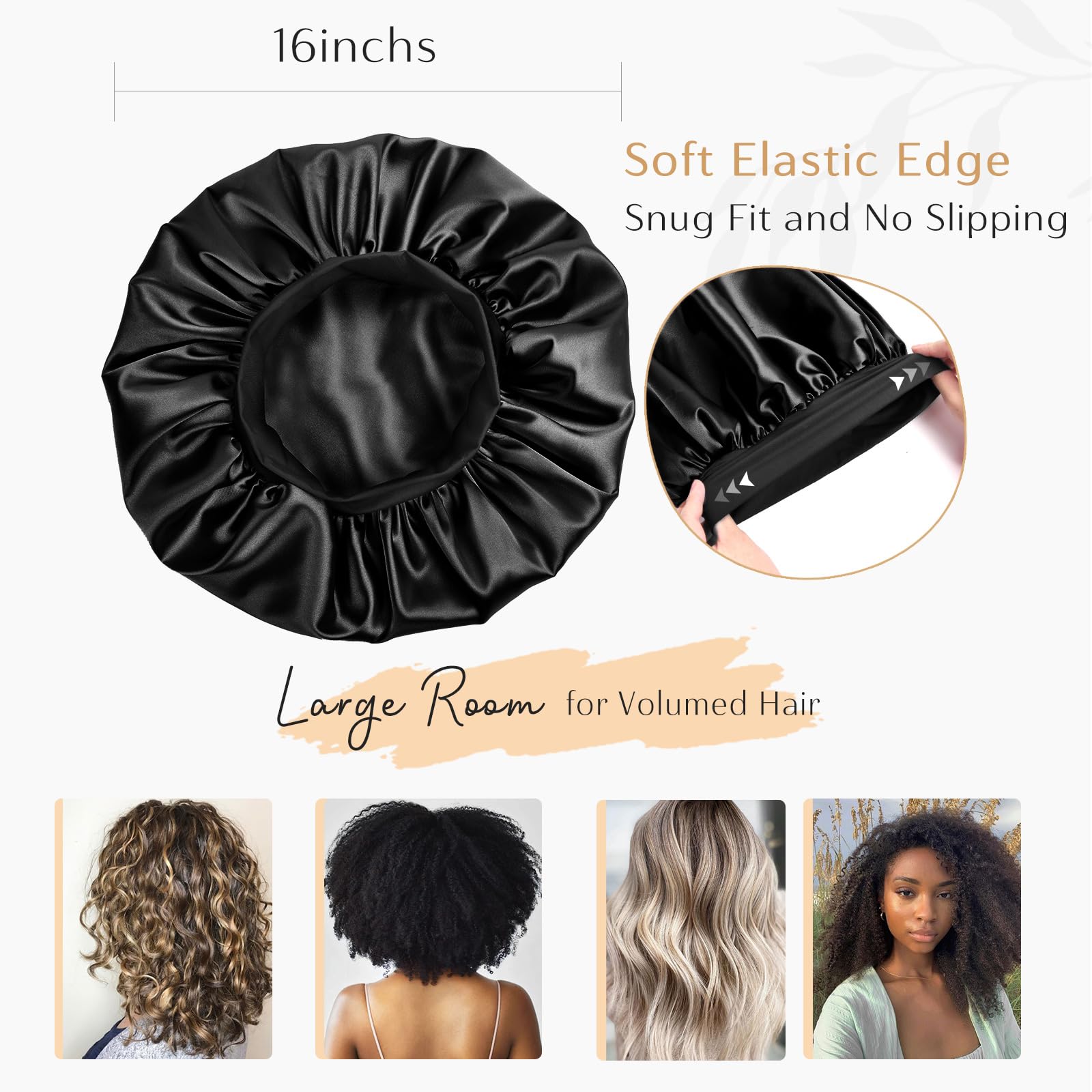 YANIBEST model wearing in bed demonstrating overnight hold and hair-preserving benefit