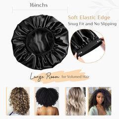 YANIBEST model wearing in bed demonstrating overnight hold and hair-preserving benefit