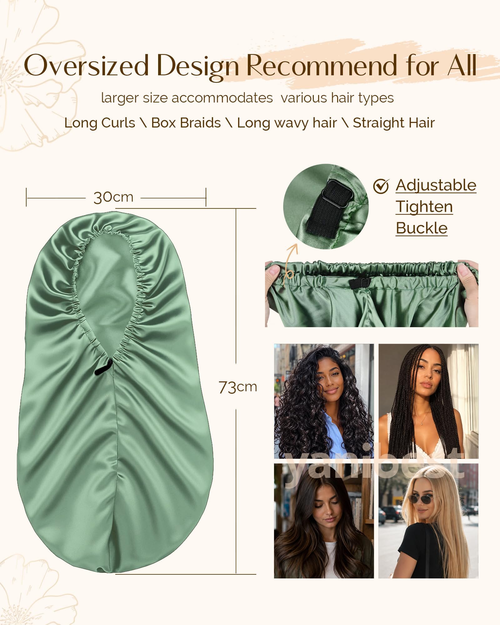 YANIBEST roomy interior demonstrating extra length that protects long hair