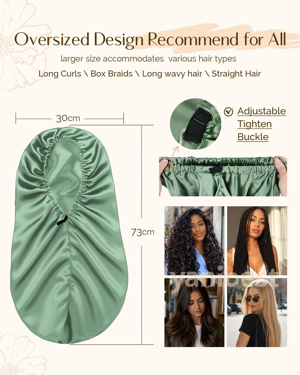 YANIBEST roomy interior demonstrating extra length that protects long hair