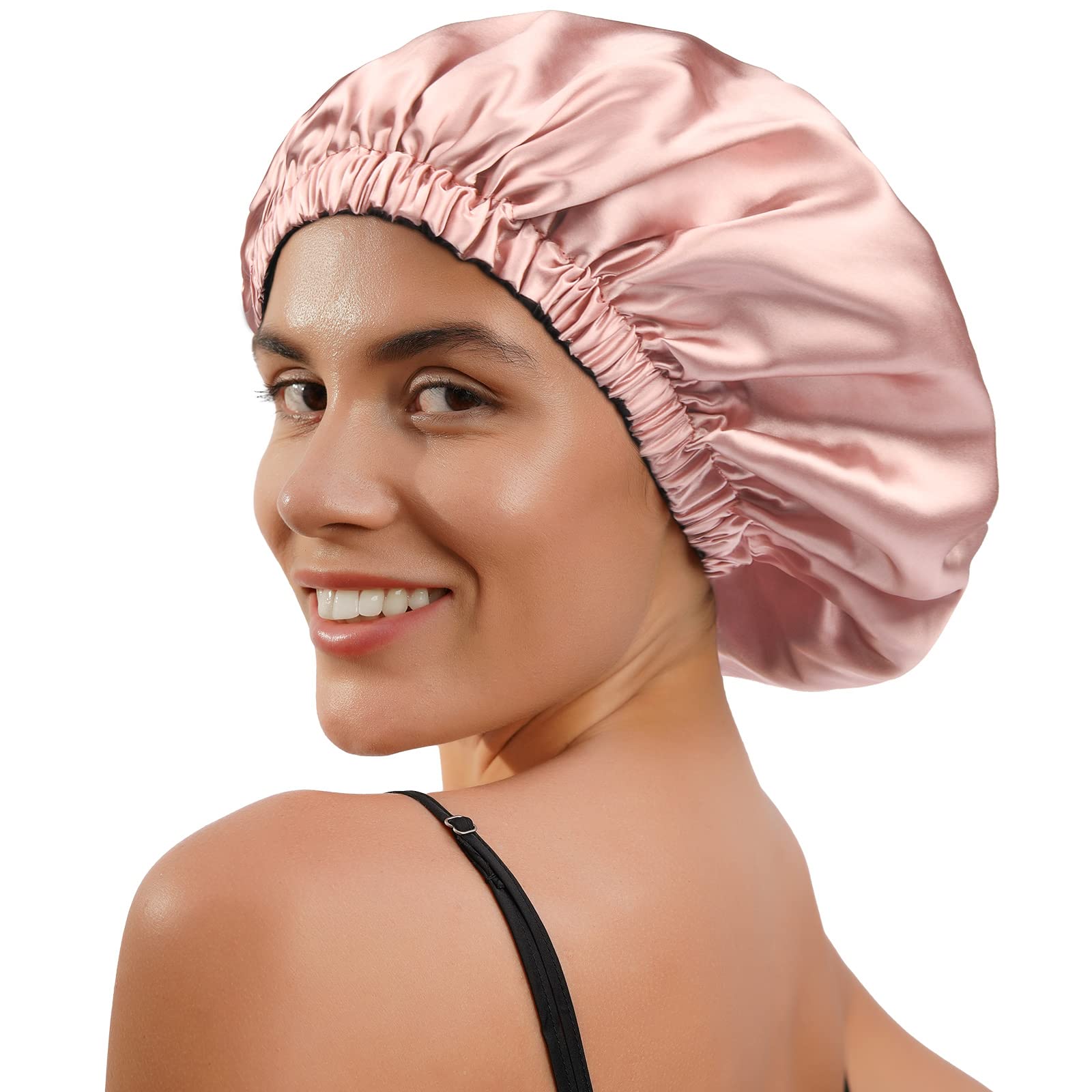 YANIBEST bonnet showing volume with bun suitable for thick or long hair