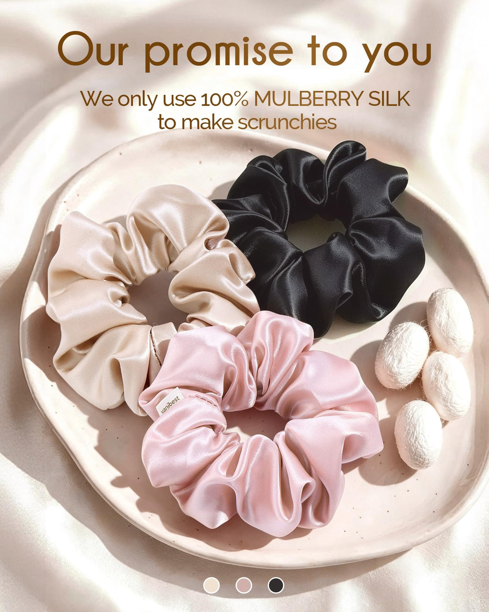 YANIBEST close-up of 22 momme mulberry silk weave, smooth protective finish