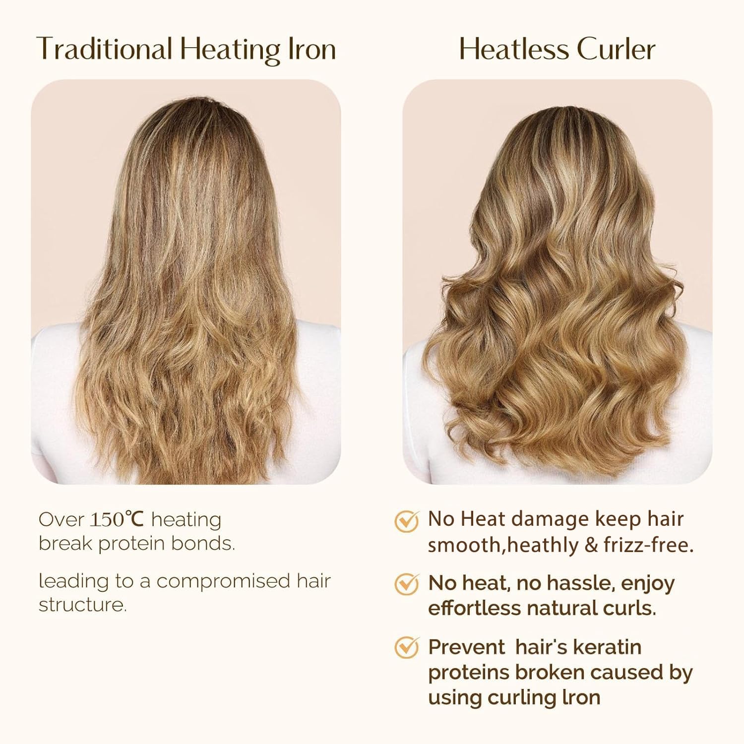 YANIBEST unwrapped curls after use, shows natural heatless waves