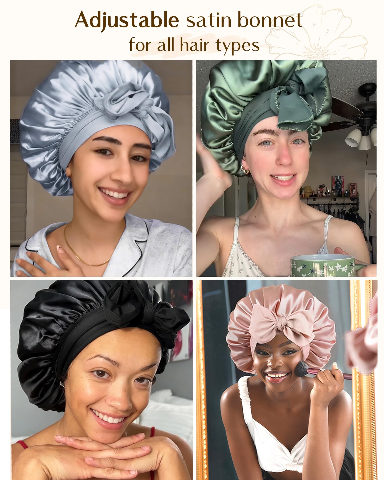 YANIBEST woman sleeping with bonnet preserving hairstyle overnight