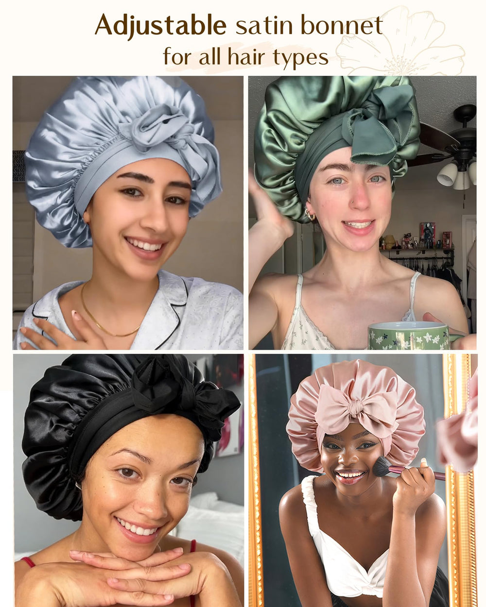 YANIBEST woman sleeping with bonnet preserving hairstyle overnight