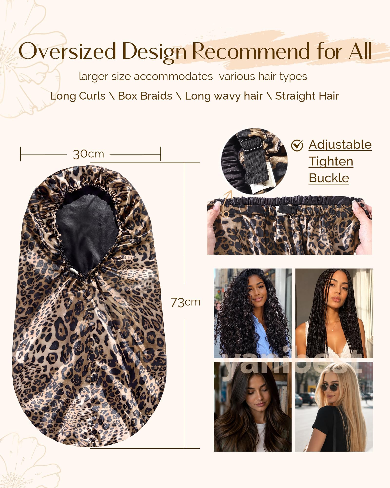 Model wearing YANIBEST with long curly hair to show roomy protection benefit
