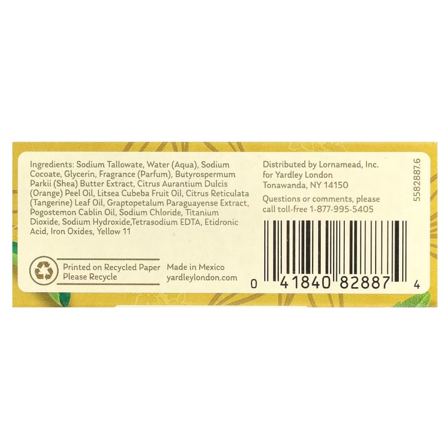 Yardley Lemon Verbena label detail displaying ingredient highlights