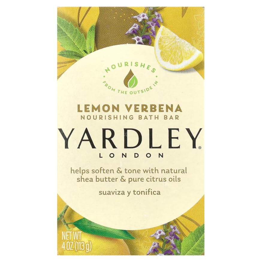 Yardley Lemon Verbena held in hand showing 4.25 oz size and scale