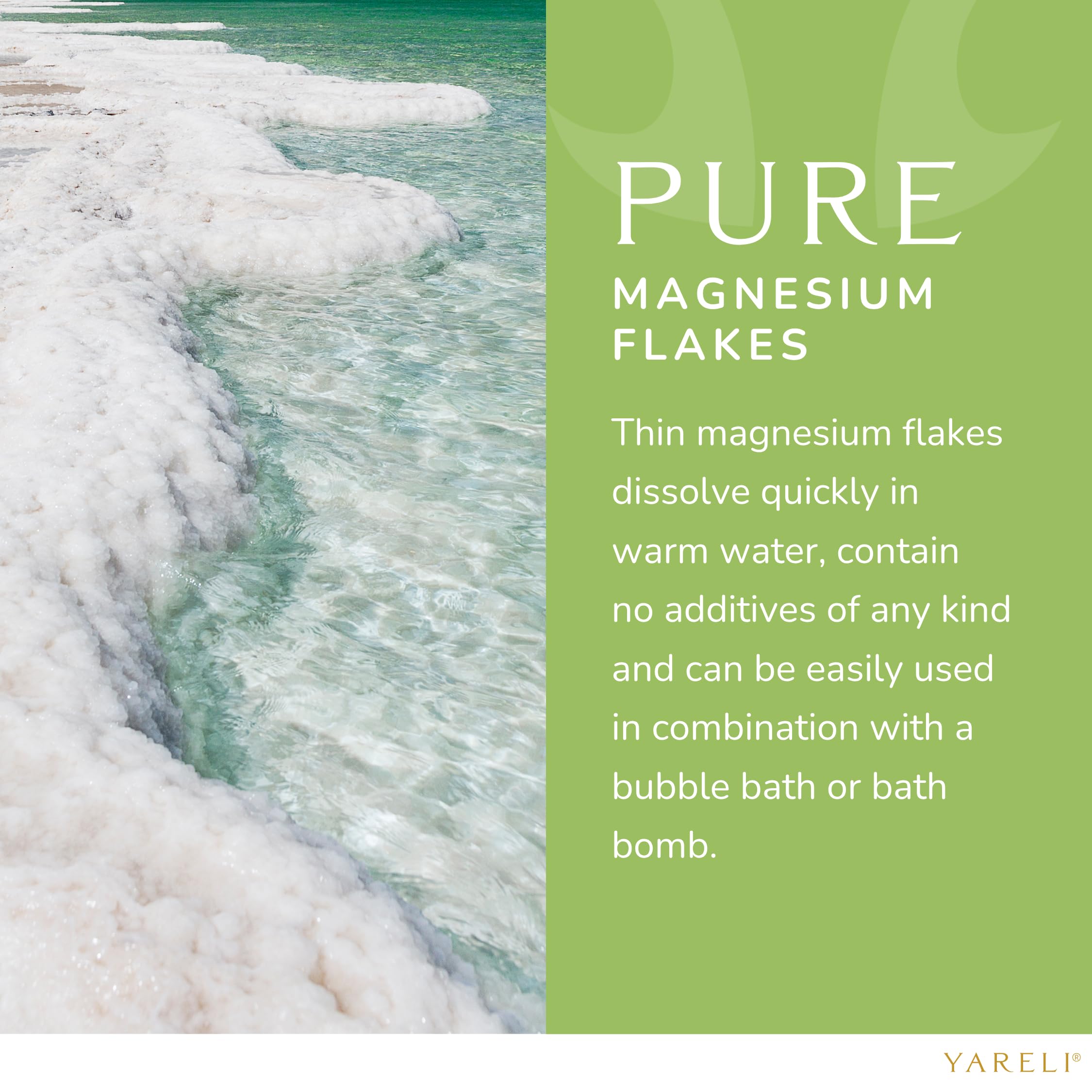 YARELI eucalyptus essential oil bottle beside flakes for invigorating scent