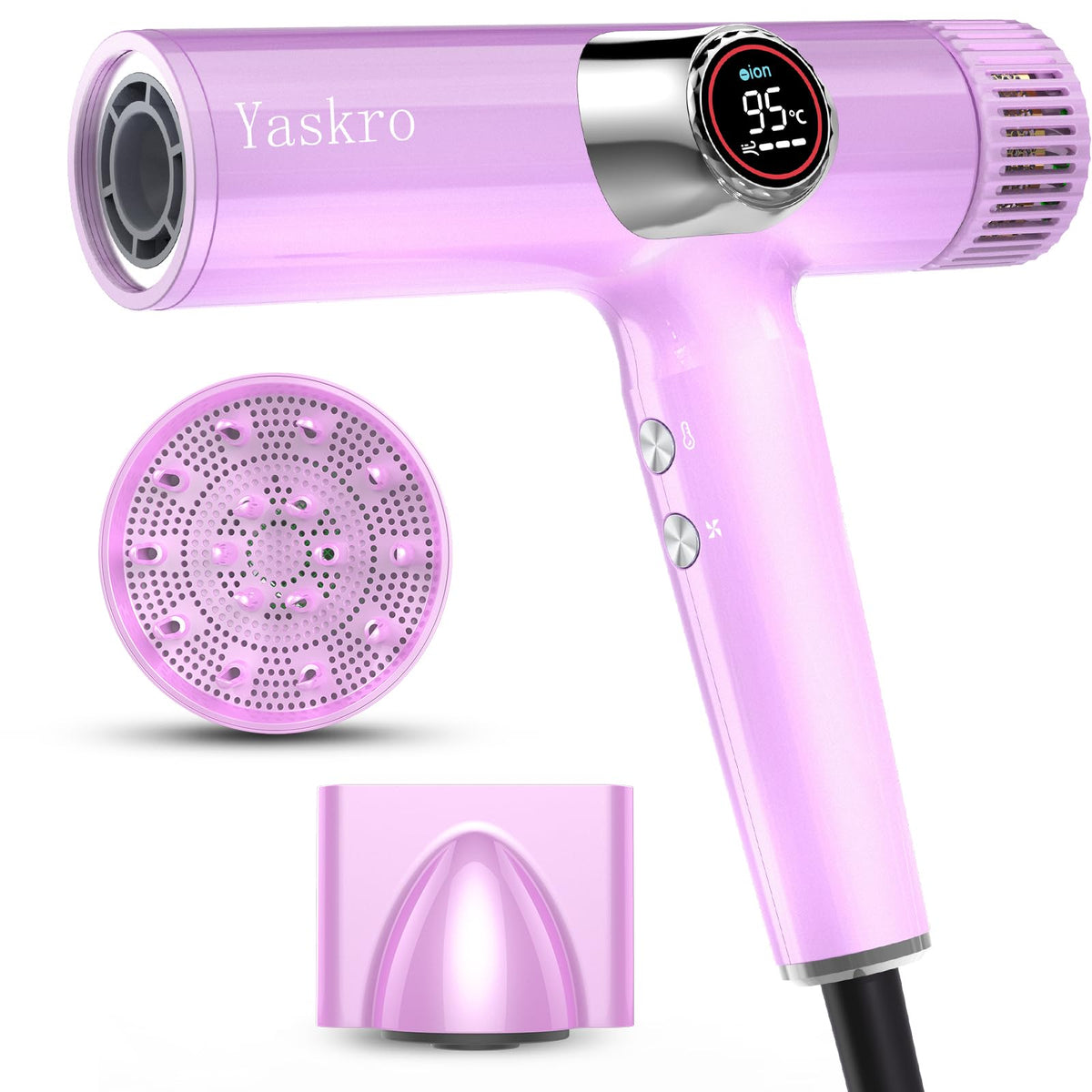 yaskro front view of dryer showing sleek matte finish and ergonomic handle for comfortable styling