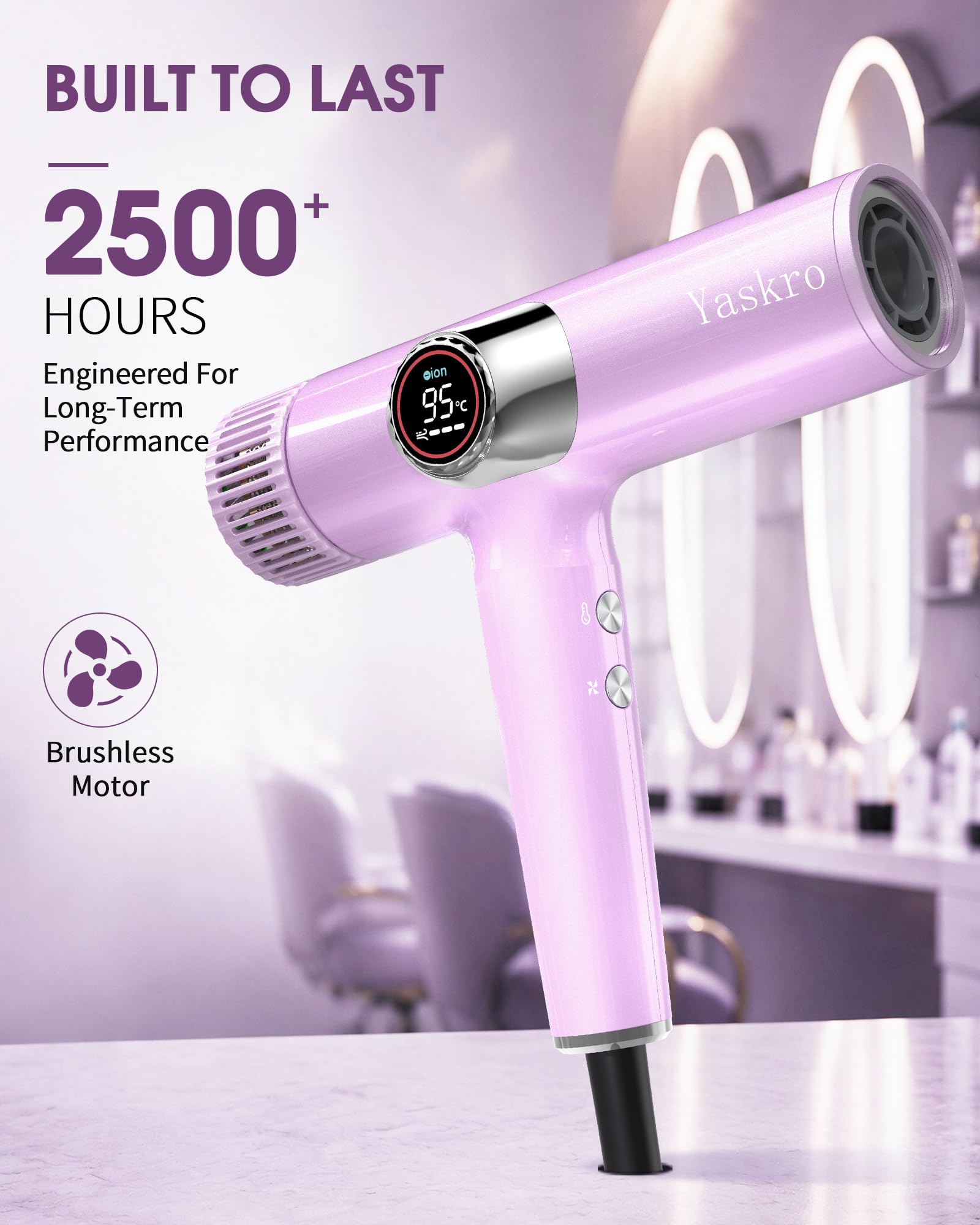 yaskro hair in use during blowout demonstrating fast drying and glossy, smooth finish