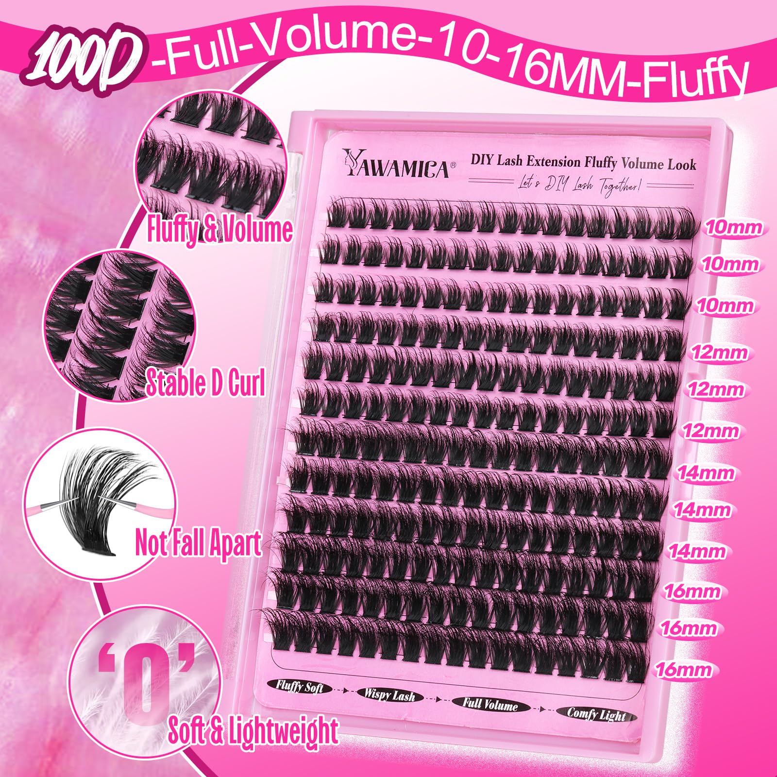 Yawamica comparison of 10–16mm clusters showing length options for customization