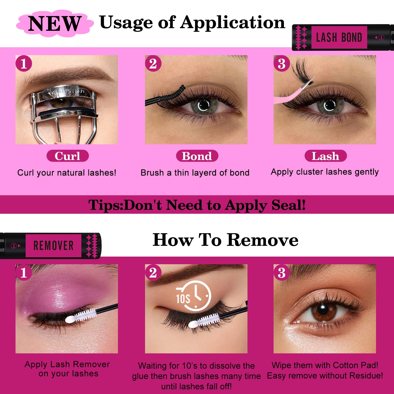 Yawamica before and after lifestyle shot showing fuller lashes and enhanced eyes