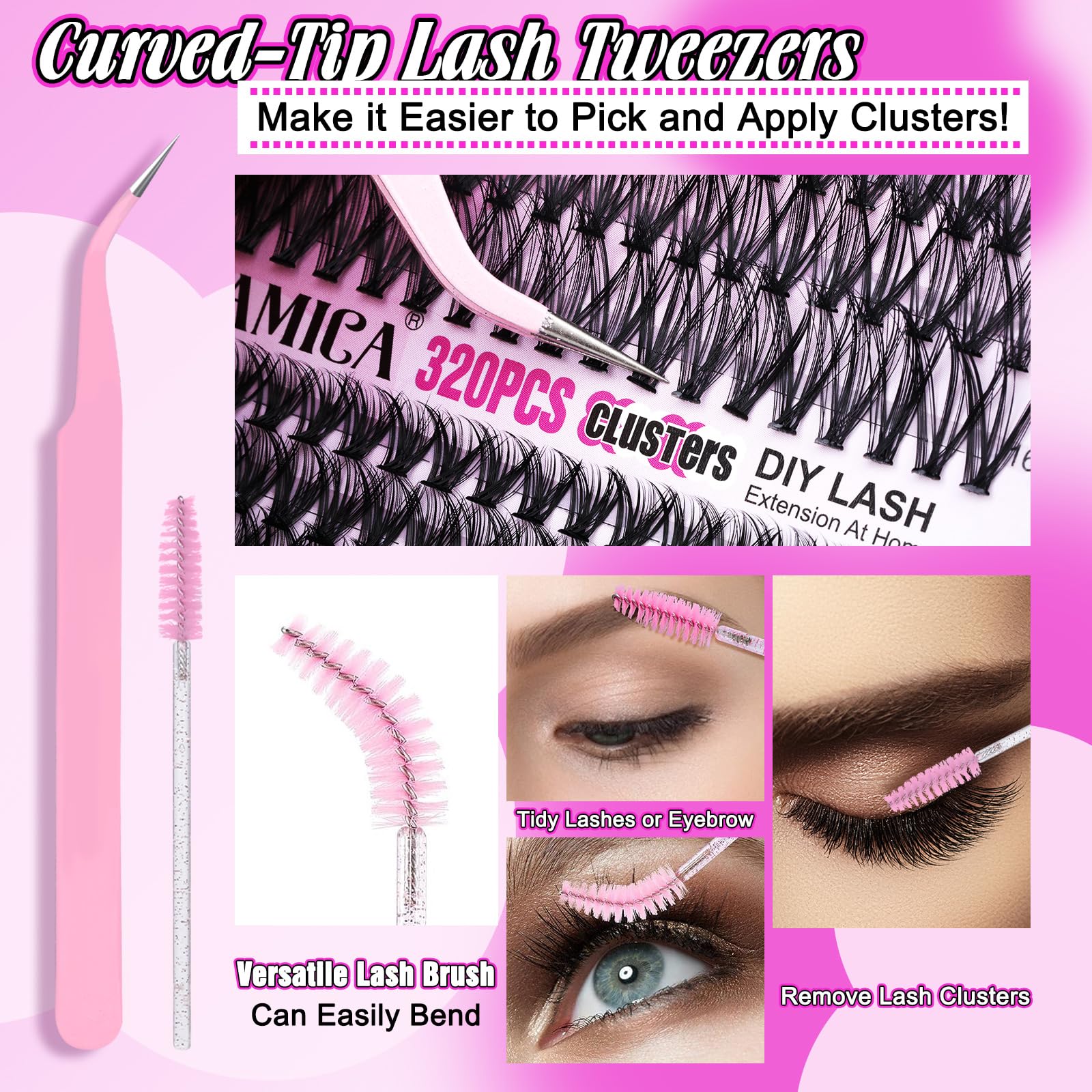 Yawamica lashes applied on model showing natural lifted look