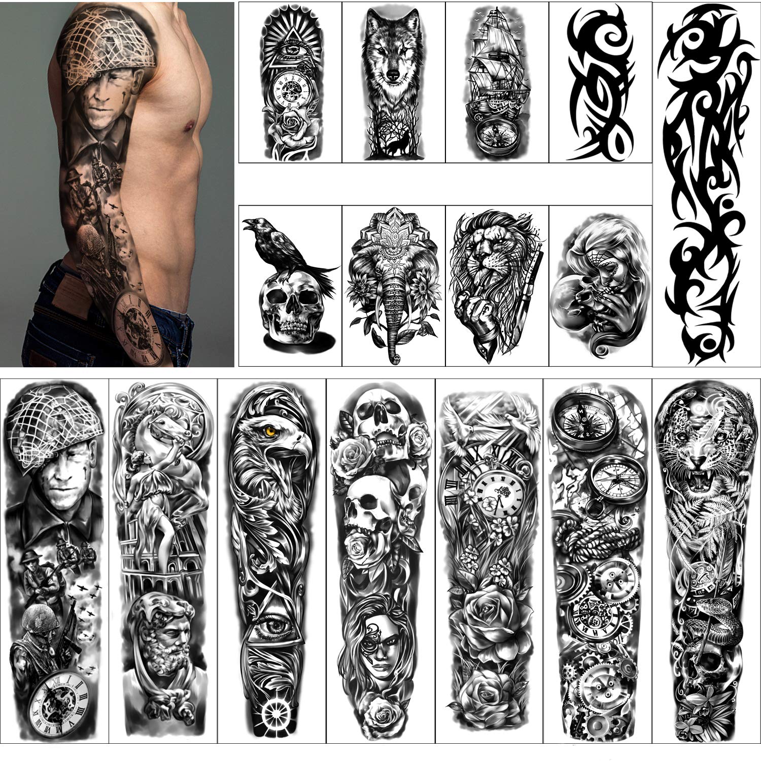 yazhiji front packaging showing 16 extra-large tattoo sheets and clear benefits