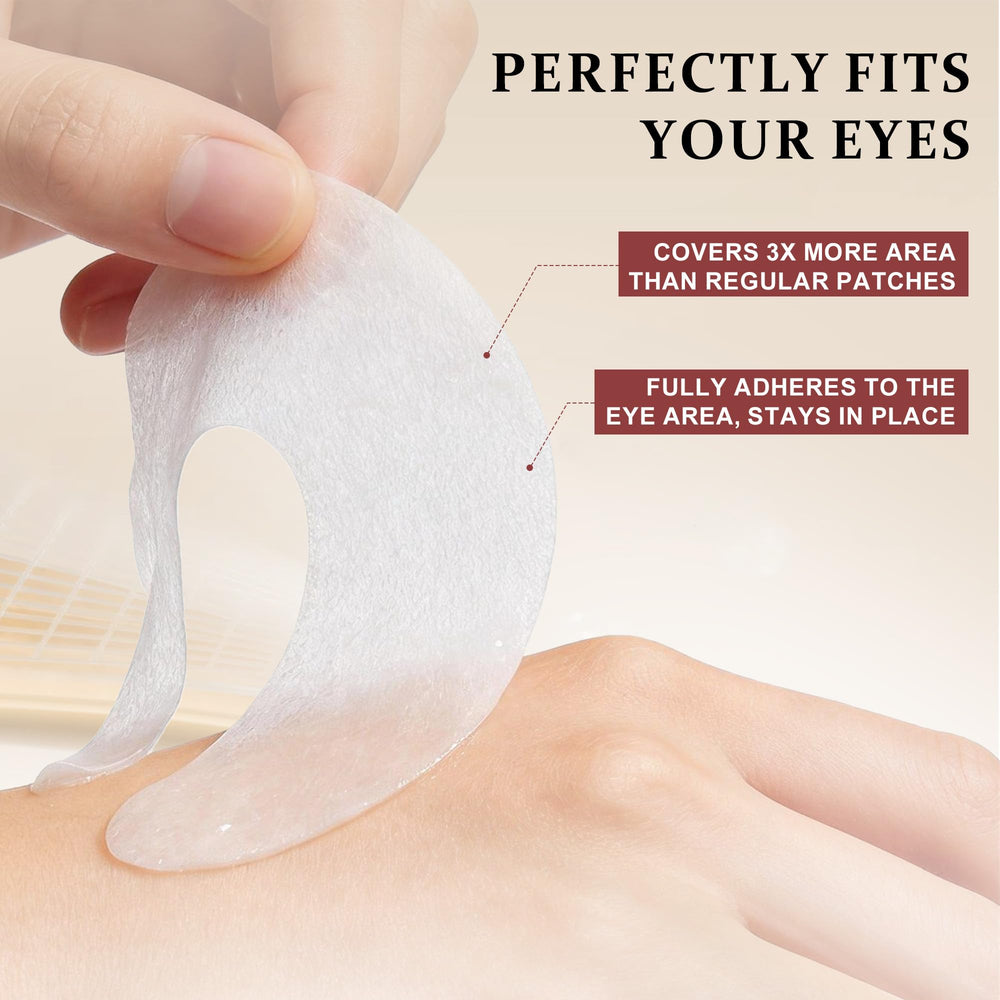 ycz patch applied under eye demonstrating immediate de-puffing and fit