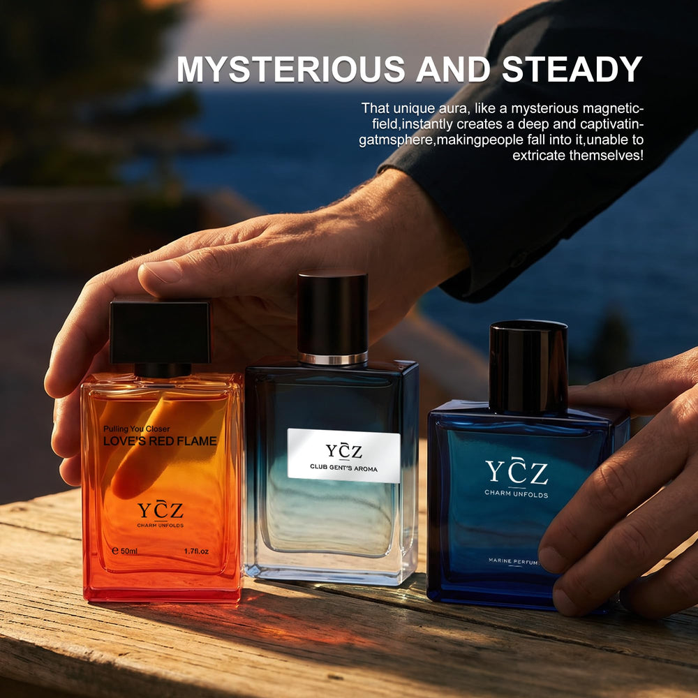 Ycz three bottles arranged to show variety and easy scent rotation