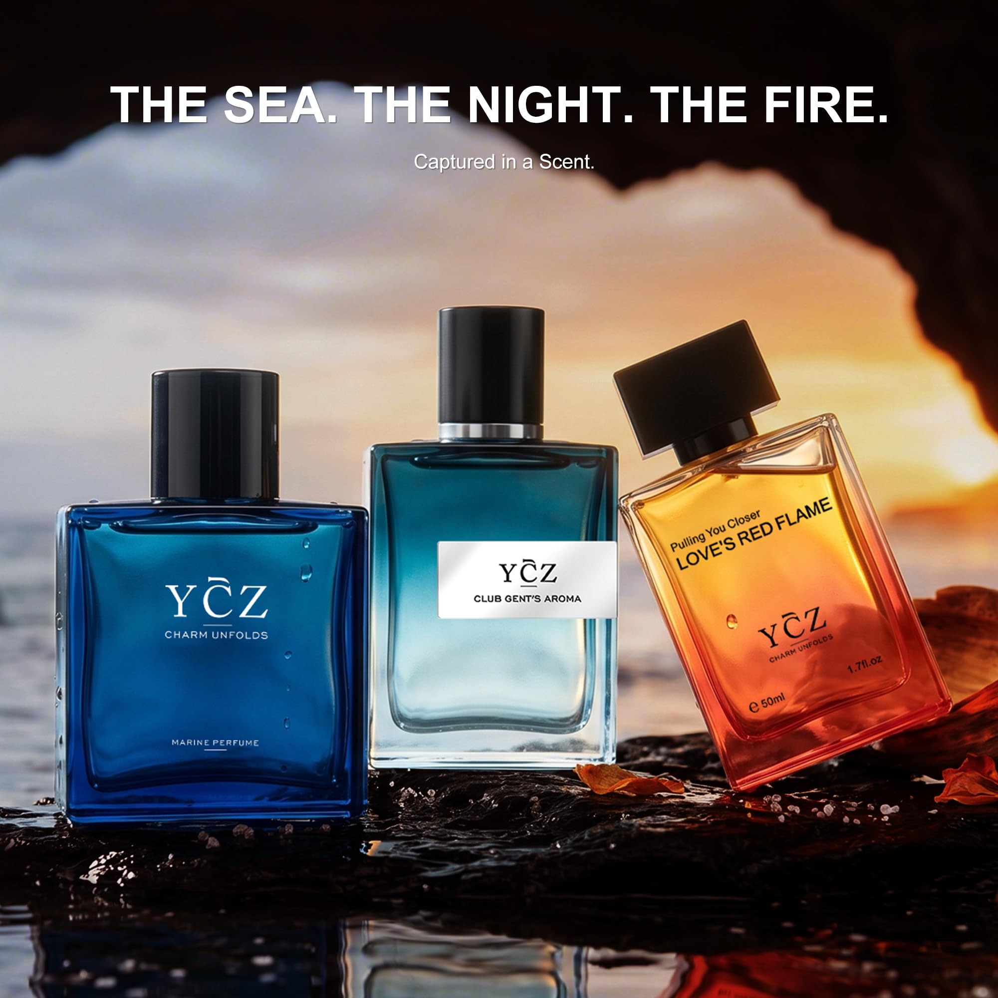 Ycz warm spicy woody bottle detail with smoky amber tones for depth