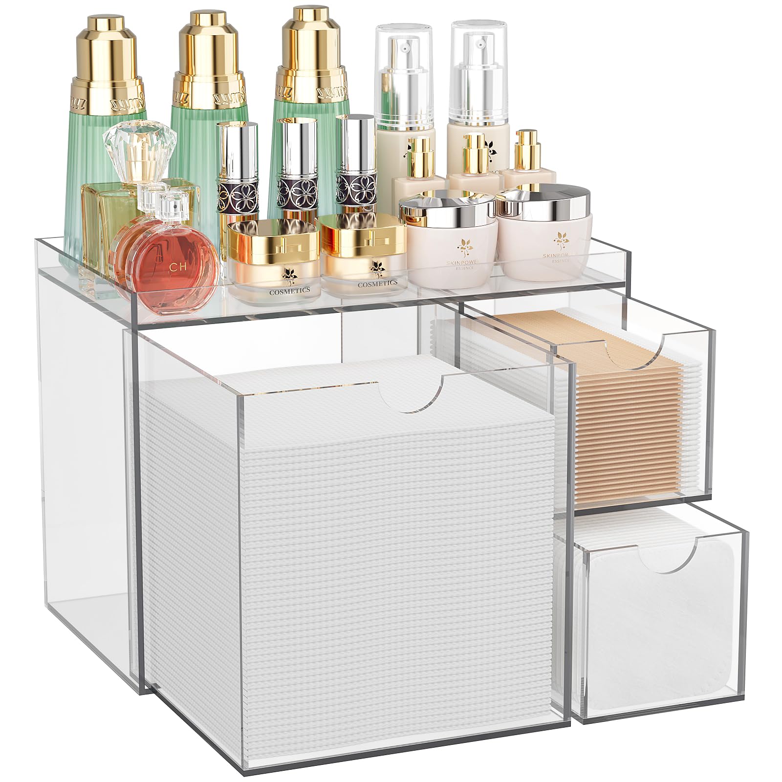 YD Youdepot front view showing clear acrylic organizer and tidy storage benefit