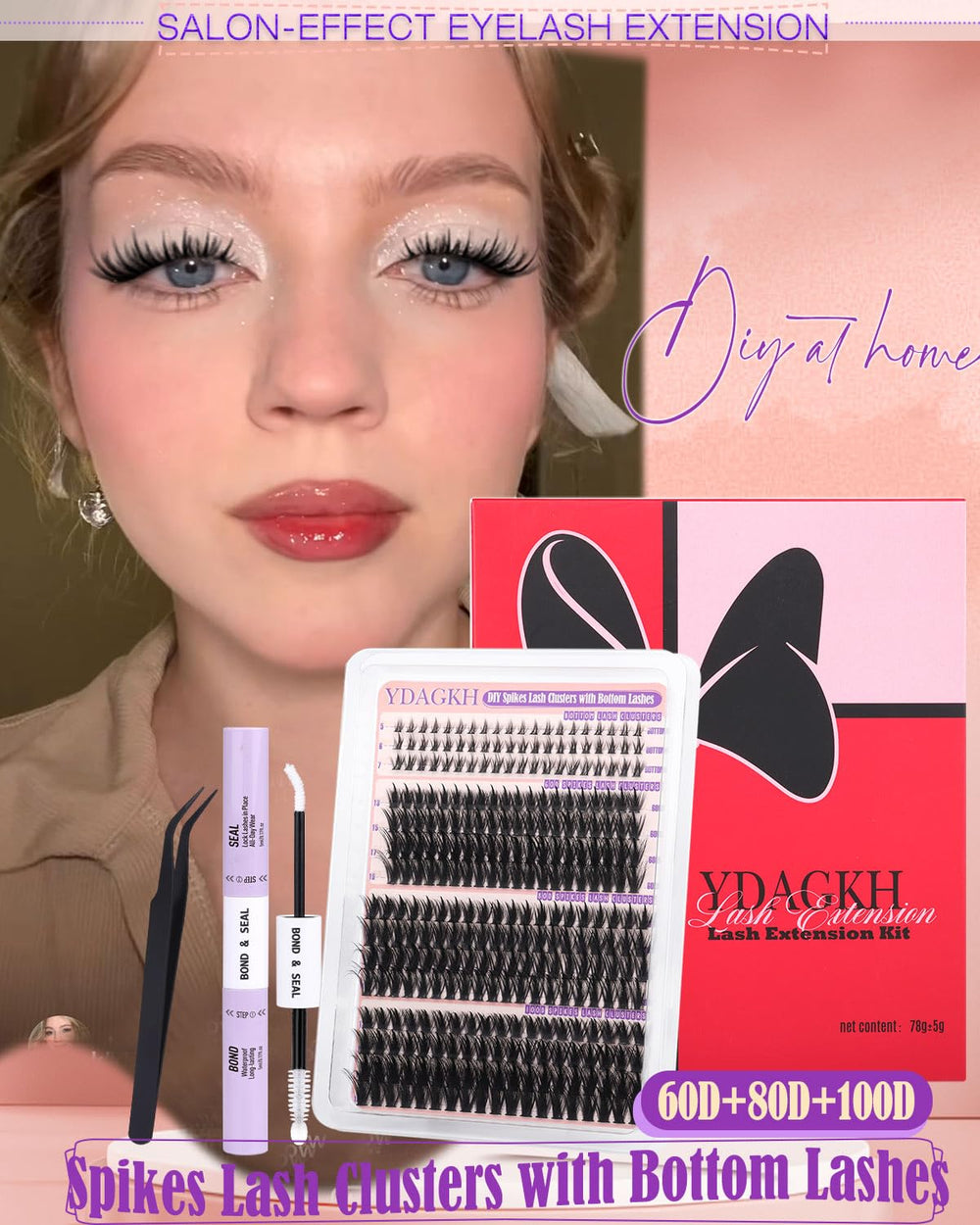 YDAGKH close-up of spiky cluster lashes highlighting textured fibers benefit