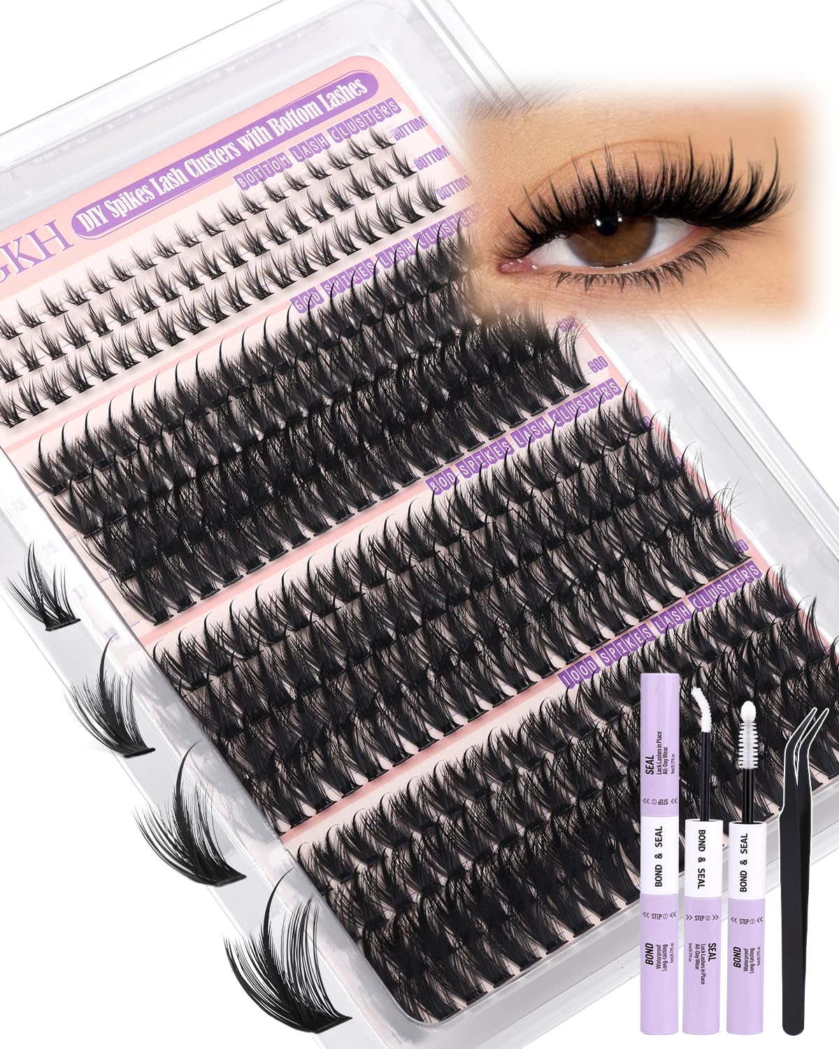 YDAGKH model wearing spiky wispy lashes showing dramatic, camera-ready effect