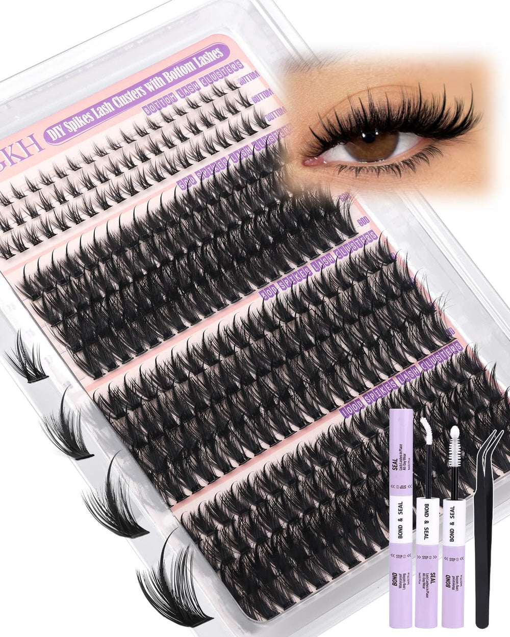 YDAGKH model wearing spiky wispy lashes showing dramatic, camera-ready effect