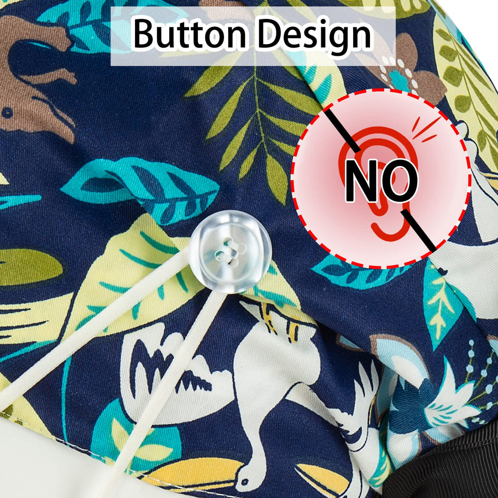 YEAJOIN side view button tab detail preventing ear rubbing for longer wear