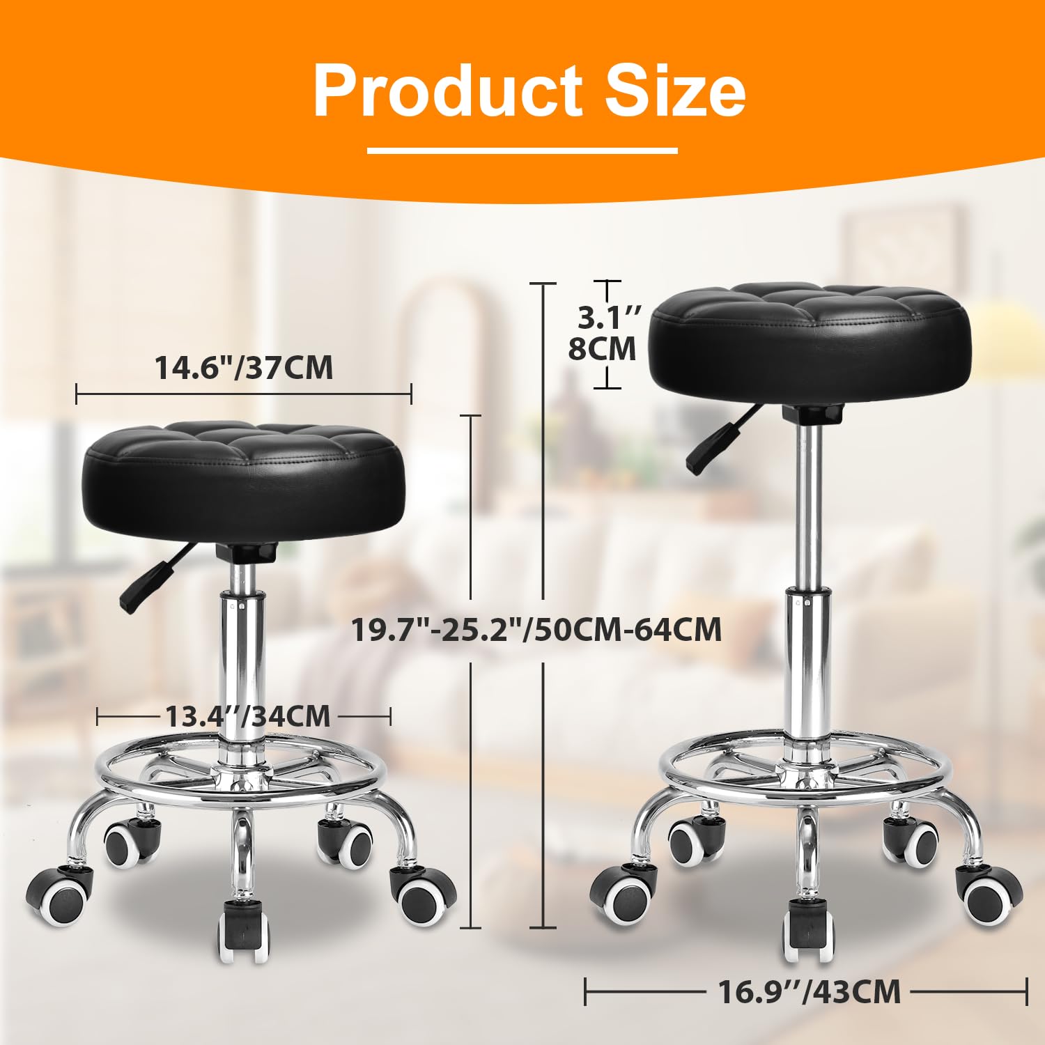 YEEZEE stool next to chair for size comparison showing compactness benefit