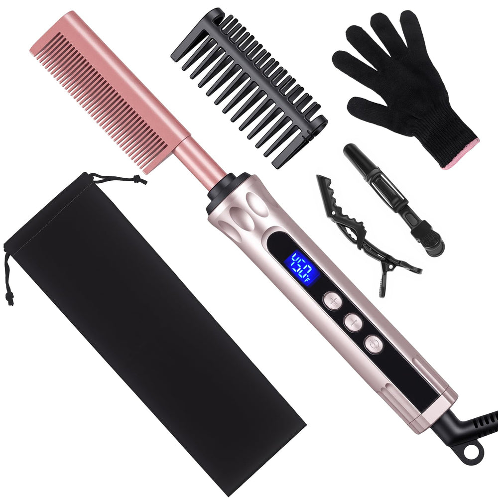 YEGUBEGU front view showing compact hot comb and packaging benefit fast styling