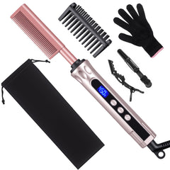 YEGUBEGU front view showing compact hot comb and packaging benefit fast styling