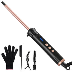 YEGUBEGU front view of slim curling wand showing barrel and handle, easy styling