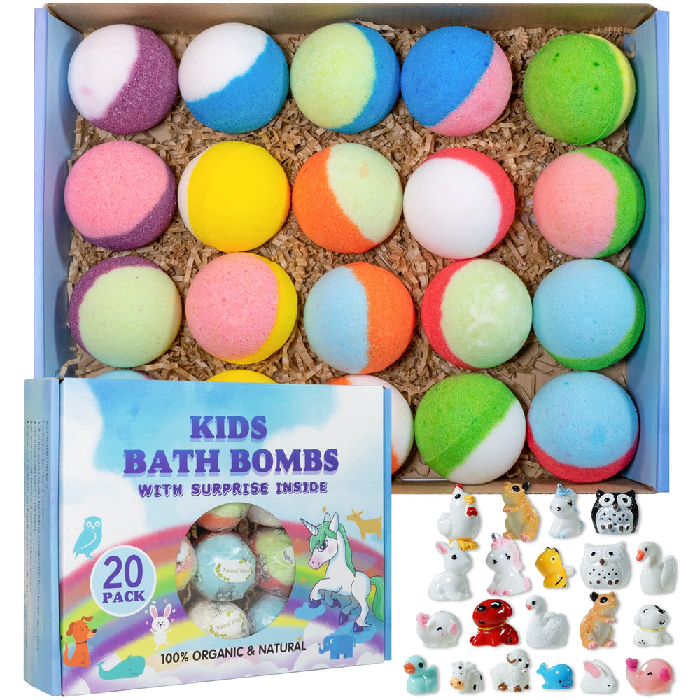 Yekery front packaging showing 20 bath bombs and gift box, inviting play