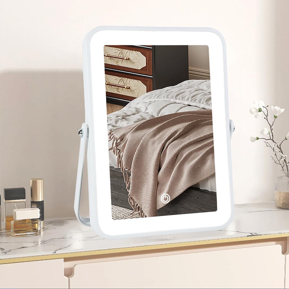 YEKKOPT front view showing mirror and sturdy stand for stable tabletop use