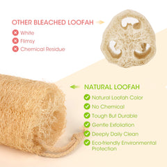 YEMTAL close-up of loofah fibers, clear texture for gentle exfoliation